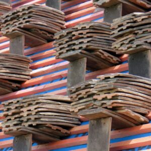 Tiles,stacked,on,a,roof,ready,for,fitting